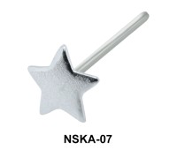 Solid Star Shaped Silver Straight Nose Stud NSKA-07